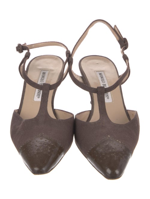 Manolo Blahnik Canvas Slingback Flats