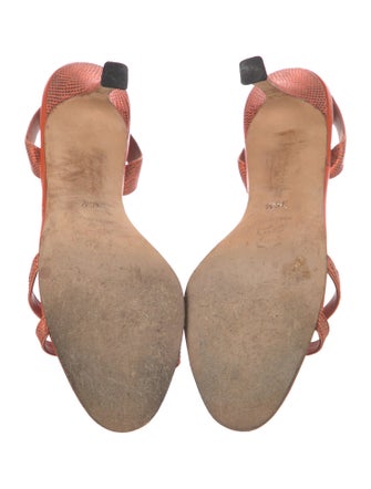 Manolo Blahnik Lizard Animal Print Slingback Sandals