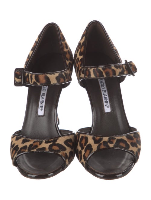 Manolo Blahnik Ponyhair Animal Print Sandals