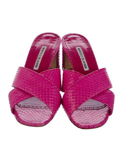 Manolo Blahnik Snakeskin Animal Print Mules