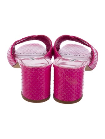 Manolo Blahnik Snakeskin Animal Print Mules