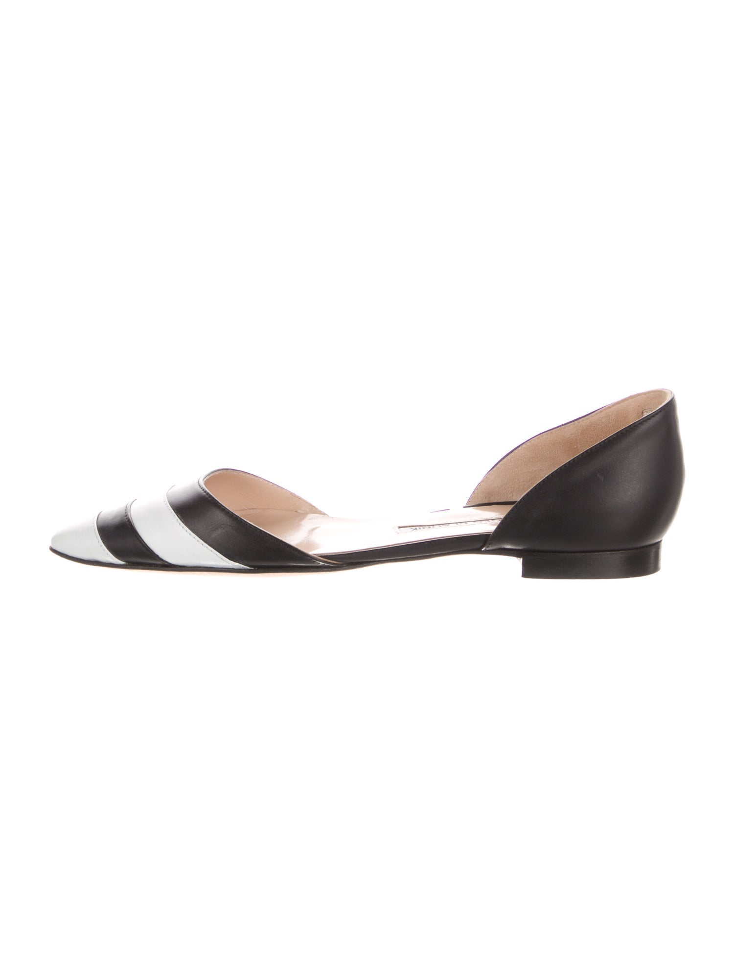 Manolo Blahnik Leather Colorblock Pattern D'Orsay Flats