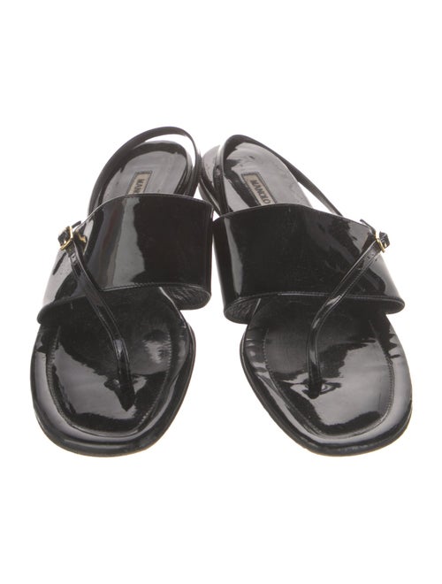 Manolo Blahnik Patent Leather Slingback Sandals