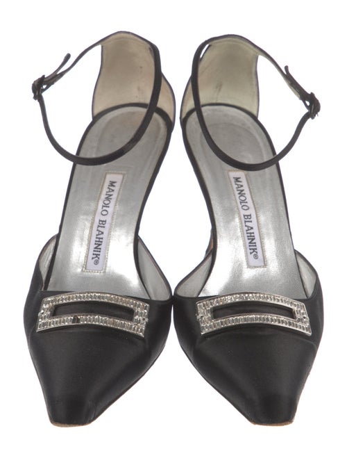 Manolo Blahnik Satin Crystal Embellishments D'Orsay Pumps