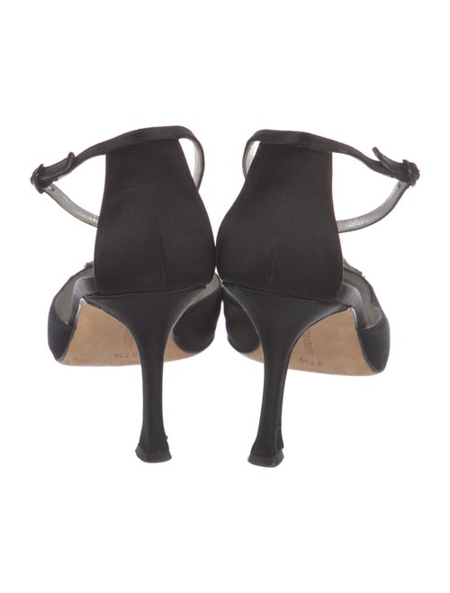 Manolo Blahnik Satin Crystal Embellishments D'Orsay Pumps