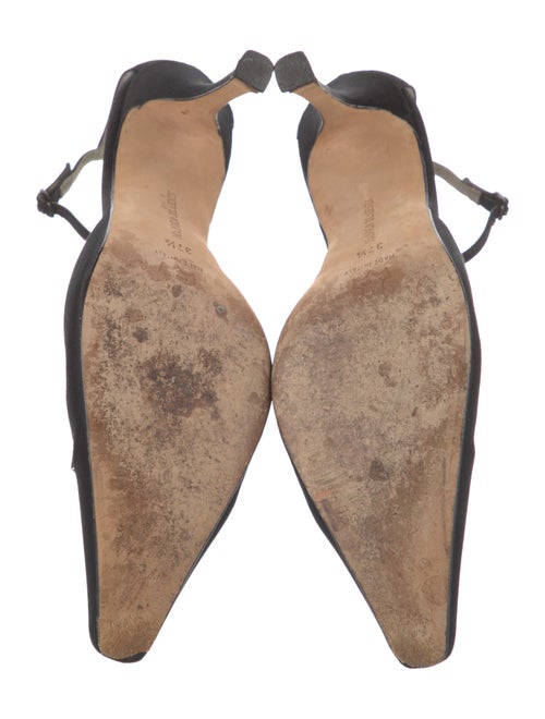 Manolo Blahnik Satin Crystal Embellishments D'Orsay Pumps