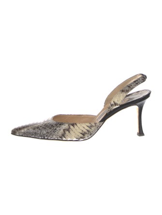 Manolo Blahnik Snakeskin Animal Print Slingback Pumps