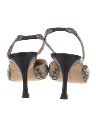Manolo Blahnik Snakeskin Animal Print Slingback Pumps