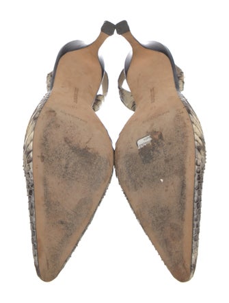 Manolo Blahnik Snakeskin Animal Print Slingback Pumps