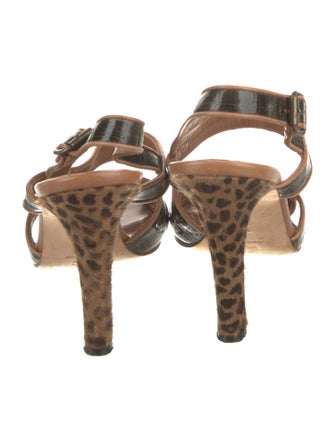 Manolo Blahnik Embossed Leather Animal Print Slingback Pumps