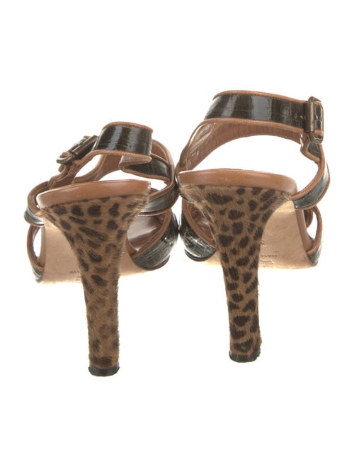 Manolo Blahnik Embossed Leather Animal Print Slingback Pumps