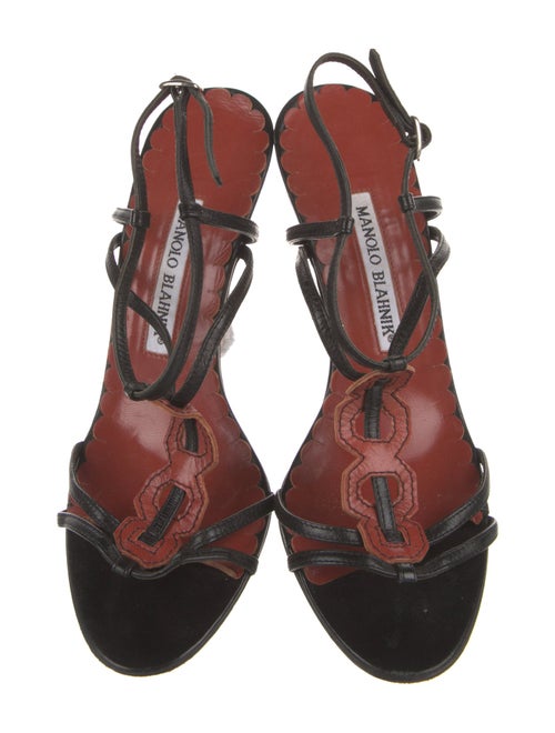 Manolo Blahnik Leather T-Strap Sandals