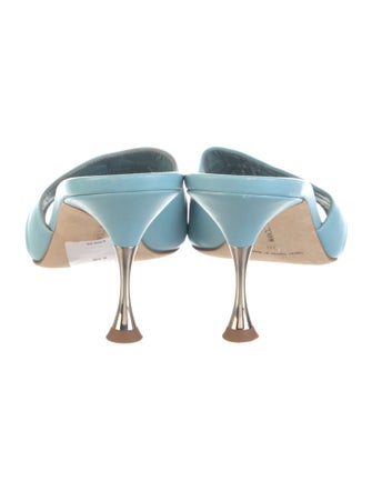 Manolo Blahnik Leather Pleated Accents Slides