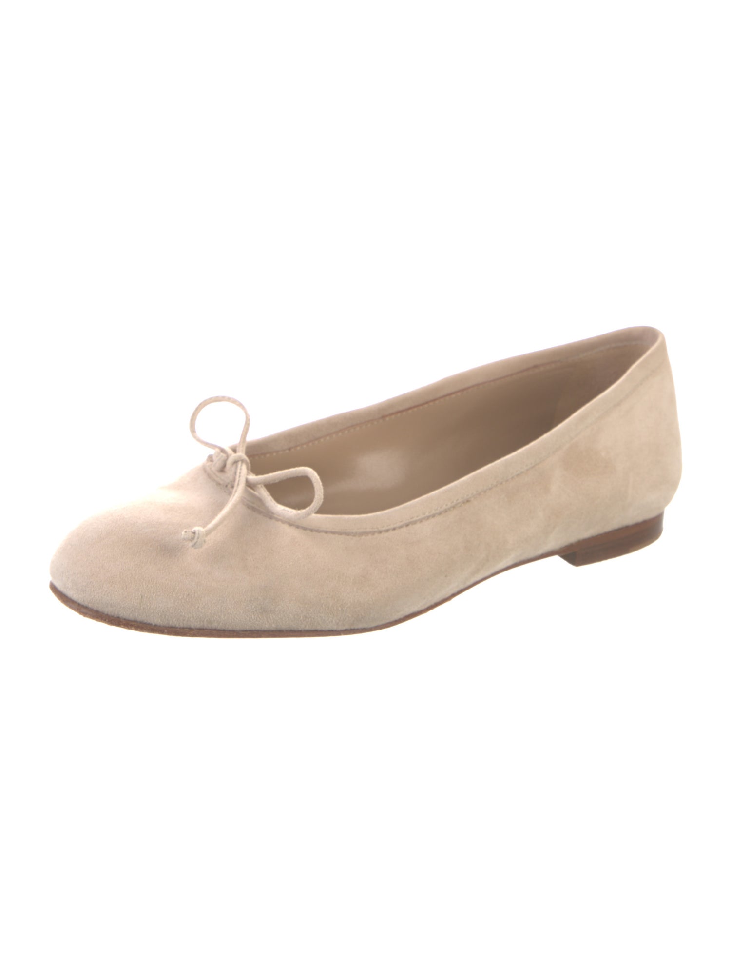 Manolo Blahnik Suede Bow Accents Ballet Flats