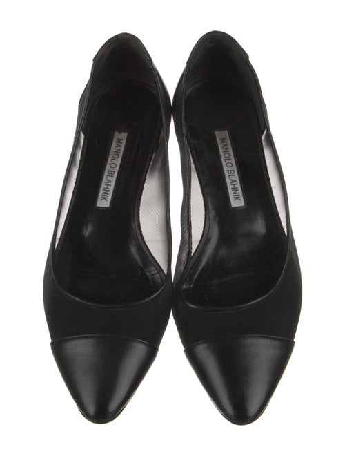 Manolo Blahnik Leather Mesh Accents Ballet Flats