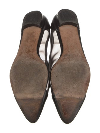 Manolo Blahnik Leather Mesh Accents Ballet Flats