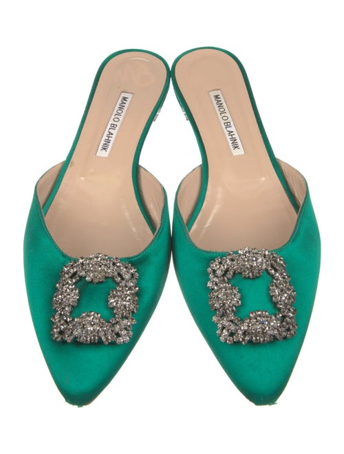 Manolo Blahnik Satin Crystal Embellishments Mules