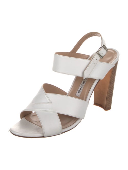 Manolo Blahnik Leather Colorblock Pattern Slingback Pumps