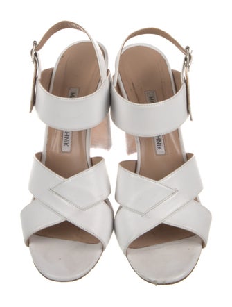 Manolo Blahnik Leather Colorblock Pattern Slingback Pumps