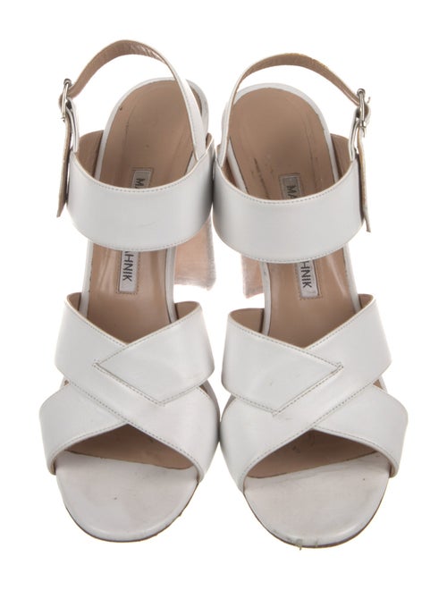 Manolo Blahnik Leather Colorblock Pattern Slingback Pumps