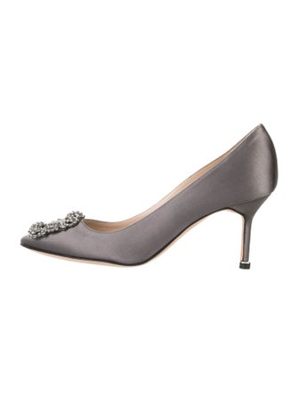 Manolo Blahnik Satin Crystal Embellishments Pumps