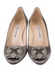 Manolo Blahnik Satin Crystal Embellishments Pumps