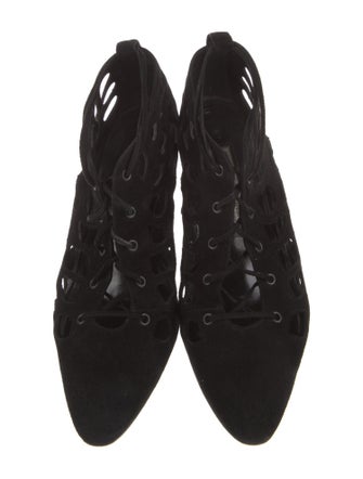 Manolo Blahnik Suede Lasercut Accents Pumps