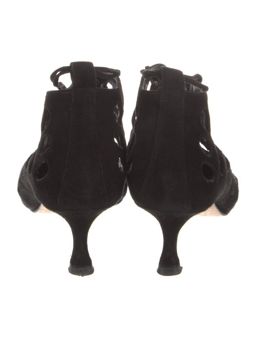 Manolo Blahnik Suede Lasercut Accents Pumps