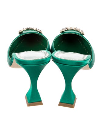 Manolo Blahnik Satin Crystal Embellishments Mules