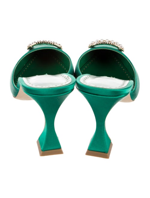 Manolo Blahnik Satin Crystal Embellishments Mules