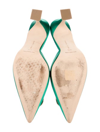 Manolo Blahnik Satin Crystal Embellishments Mules