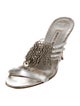 Manolo Blahnik Leather Chain-Link Accents Slides