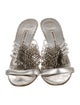 Manolo Blahnik Leather Chain-Link Accents Slides