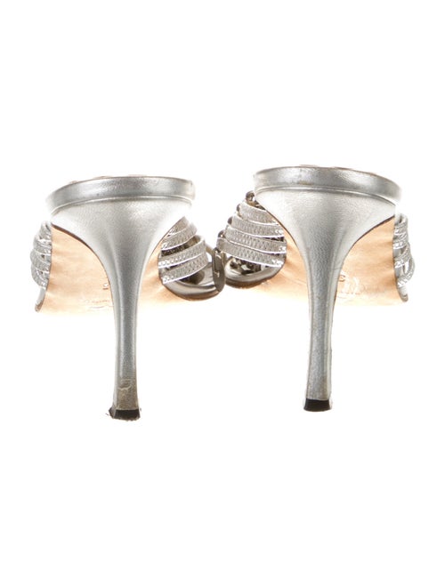 Manolo Blahnik Leather Chain-Link Accents Slides