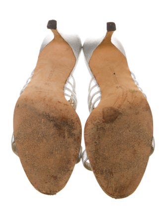 Manolo Blahnik Leather Chain-Link Accents Slides