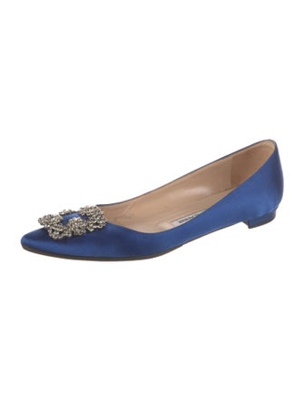 Manolo Blahnik Satin Crystal Embellishments Flats