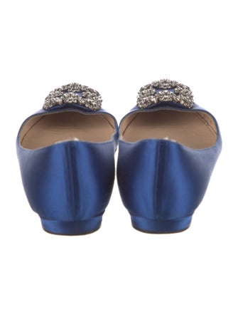 Manolo Blahnik Satin Crystal Embellishments Flats