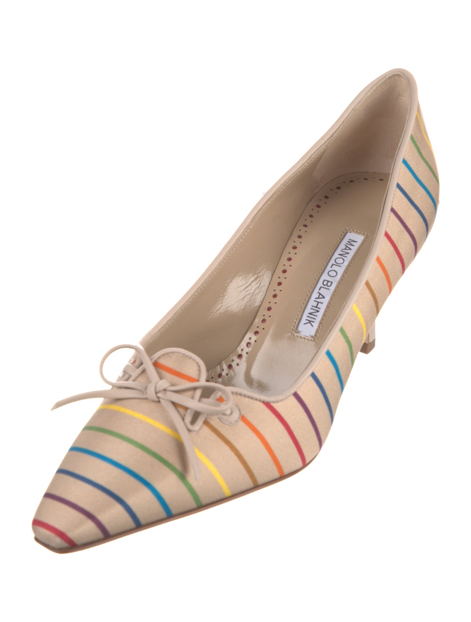 Manolo Blahnik Satin Striped Pumps w/ Tags
