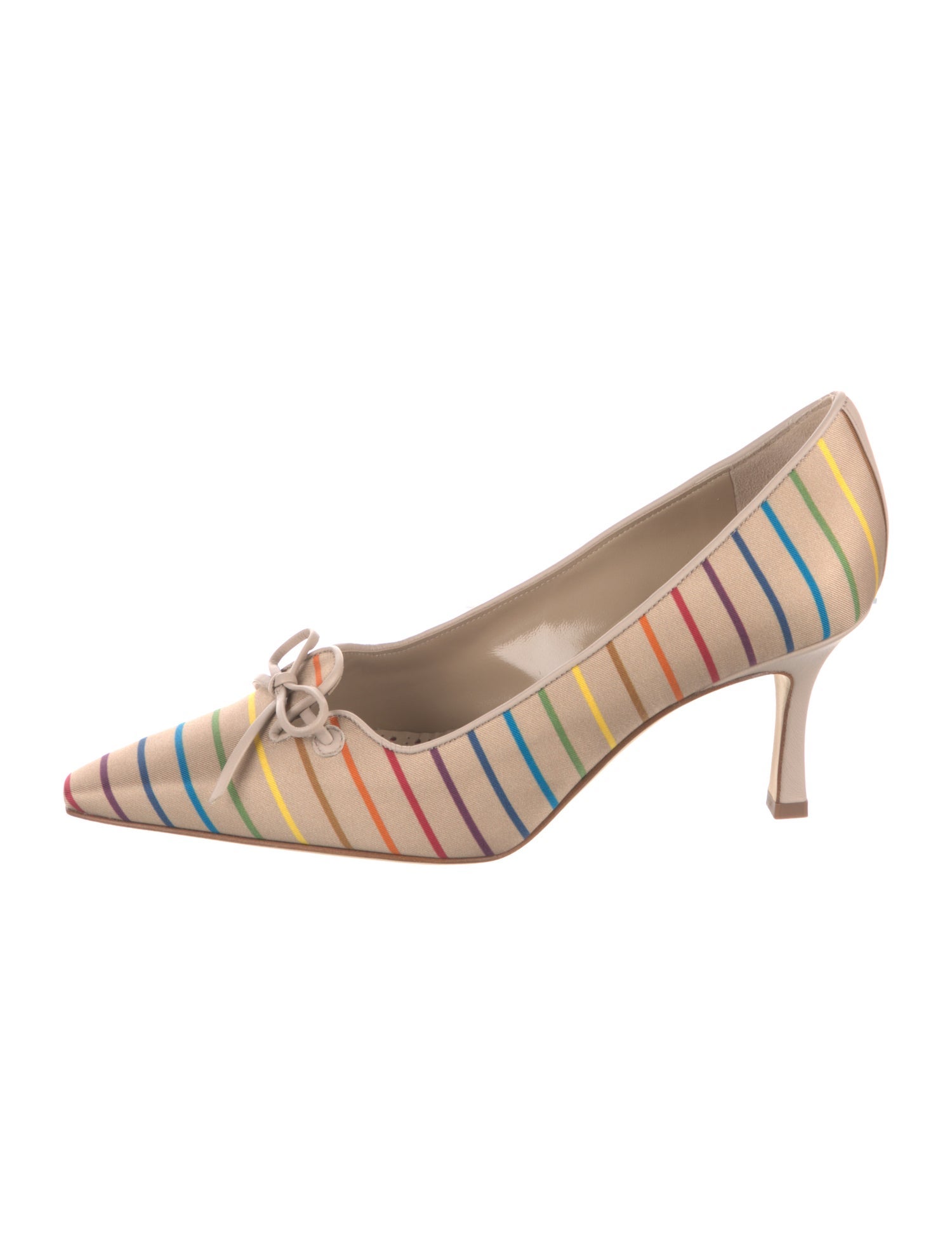 Manolo Blahnik Satin Striped Pumps w/ Tags