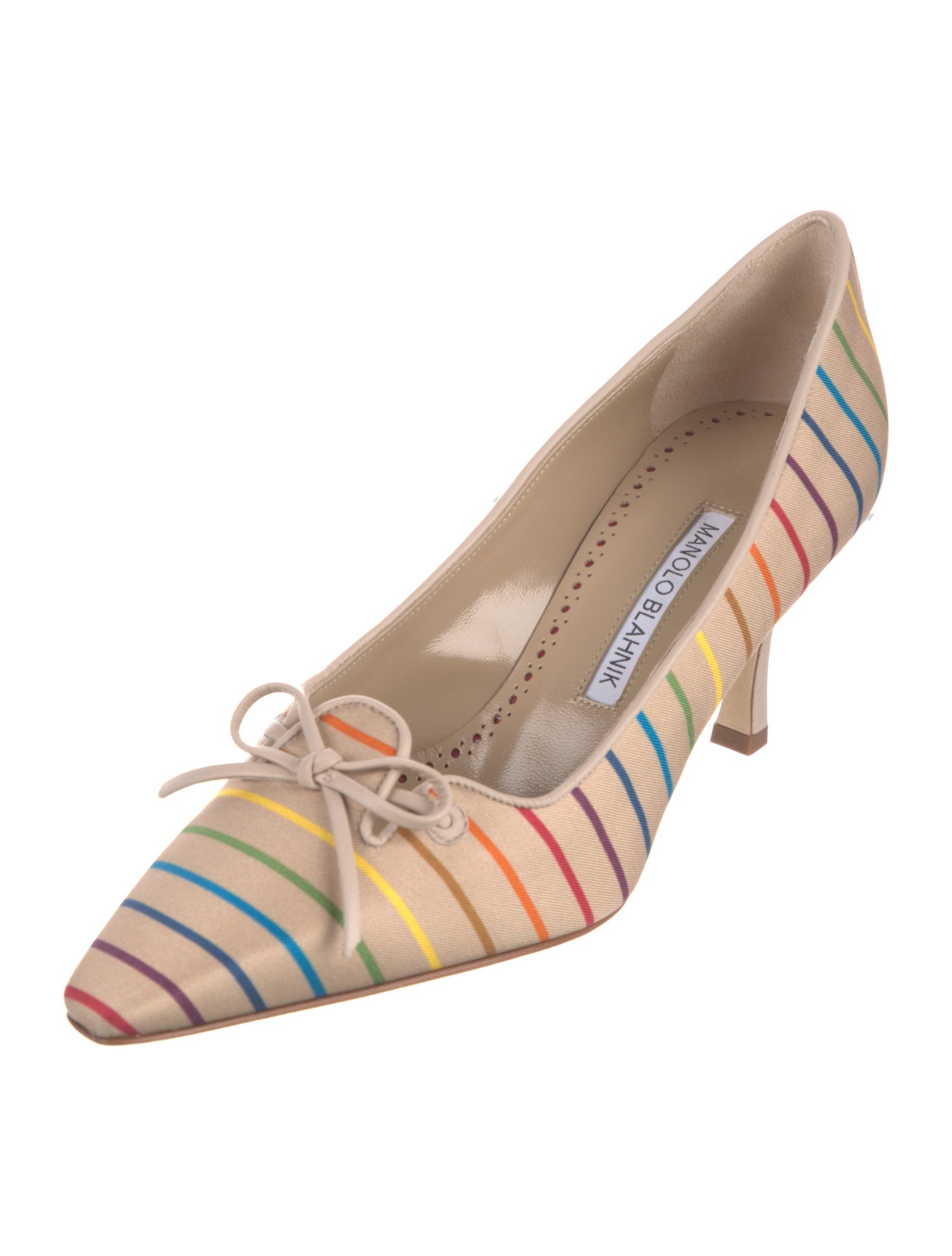 Manolo Blahnik Satin Striped Pumps w/ Tags