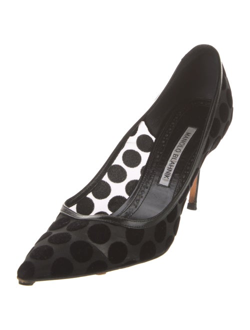 Manolo Blahnik Mesh Polka Dot Print Pumps