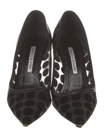 Manolo Blahnik Mesh Polka Dot Print Pumps