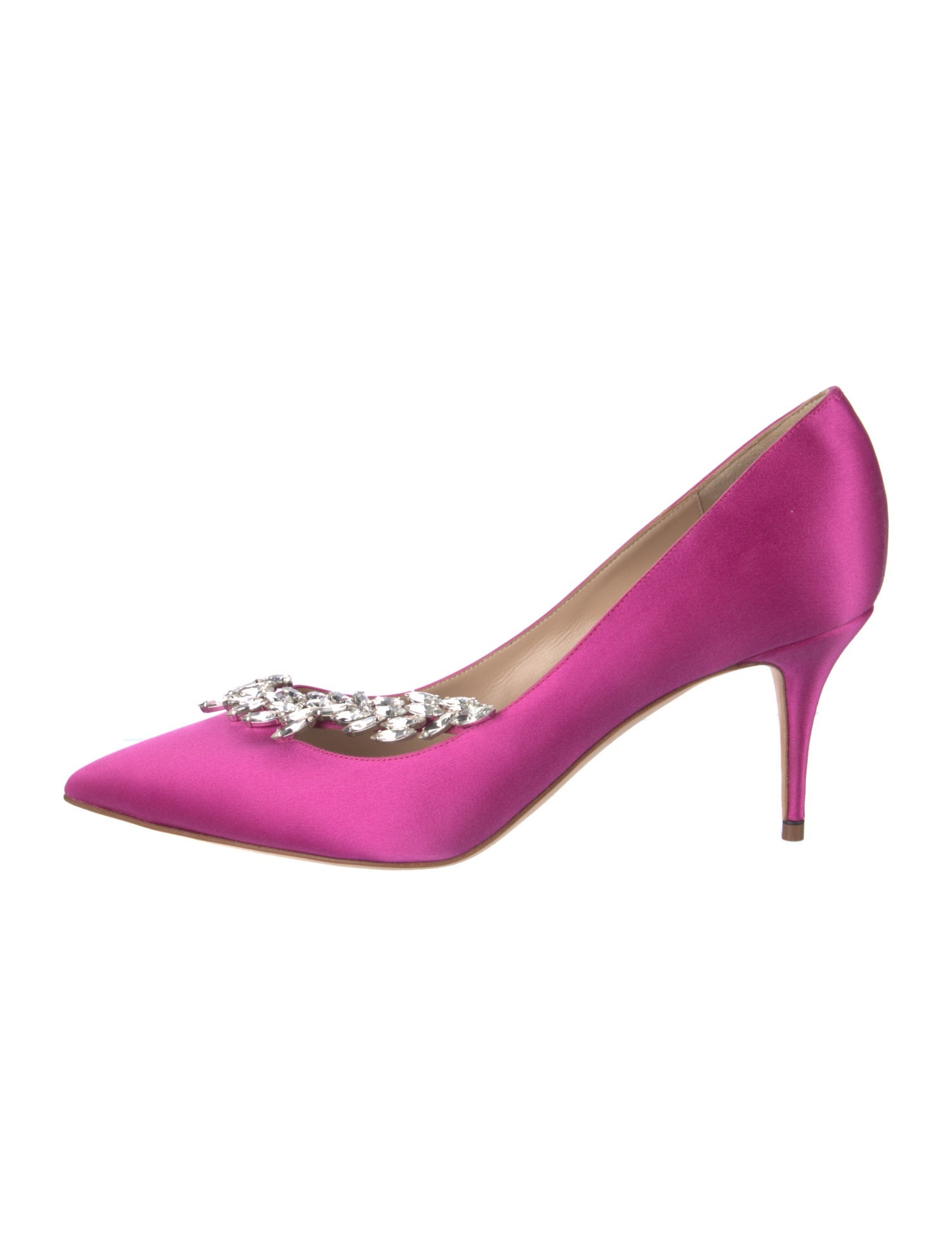 Manolo Blahnik Satin Crystal Embellishments Pumps