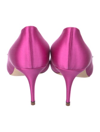 Manolo Blahnik Satin Crystal Embellishments Pumps