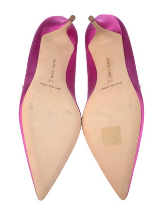 Manolo Blahnik Satin Crystal Embellishments Pumps