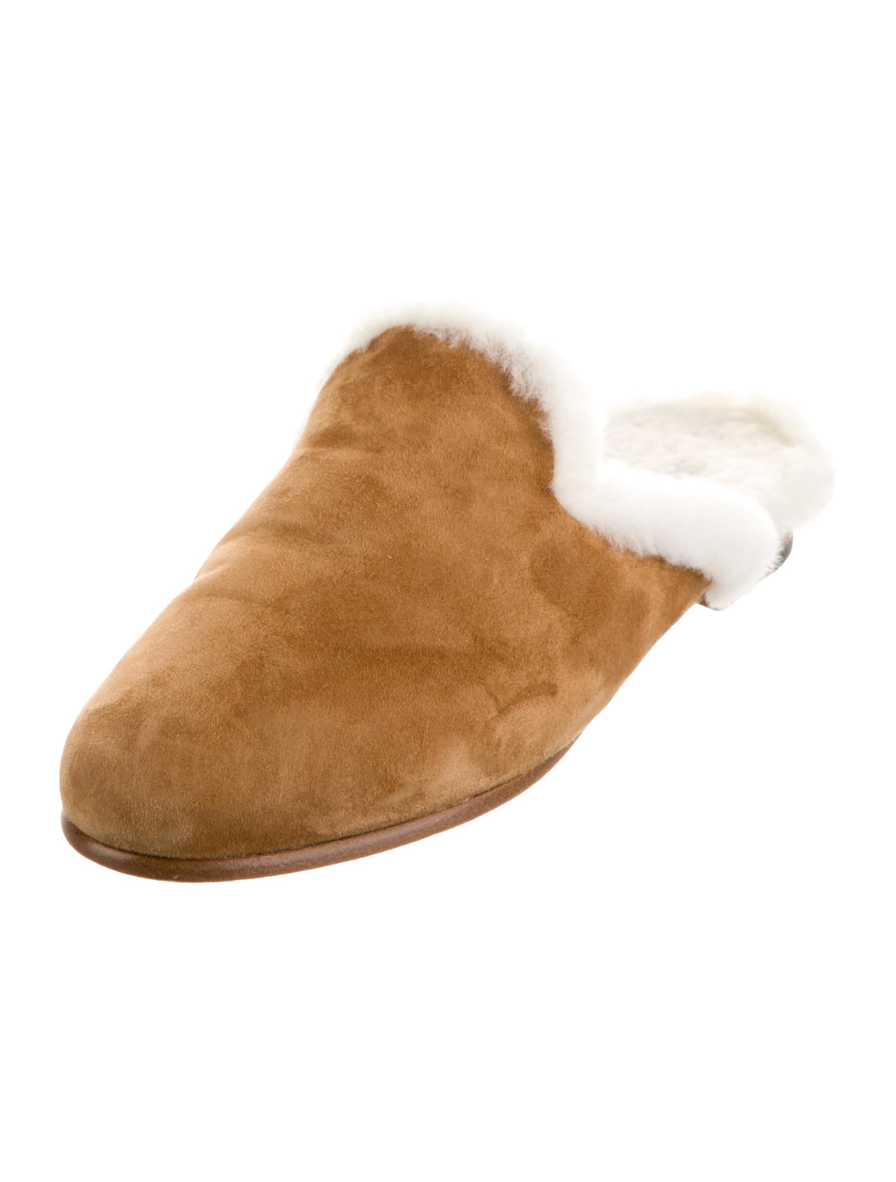 Manolo Blahnik Suede Fur Trim Mules