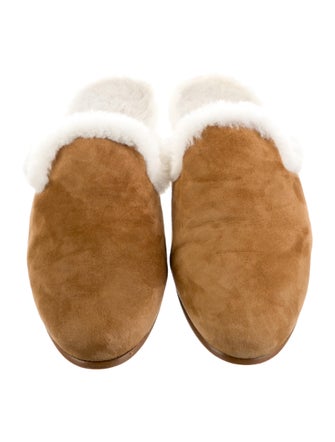 Manolo Blahnik Suede Fur Trim Mules