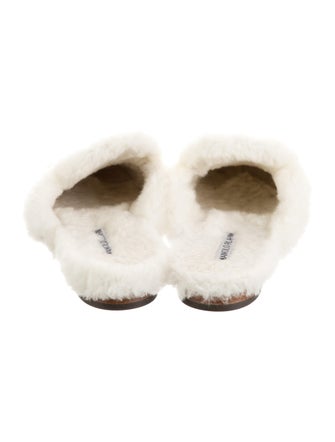 Manolo Blahnik Suede Fur Trim Mules