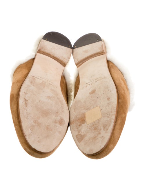 Manolo Blahnik Suede Fur Trim Mules