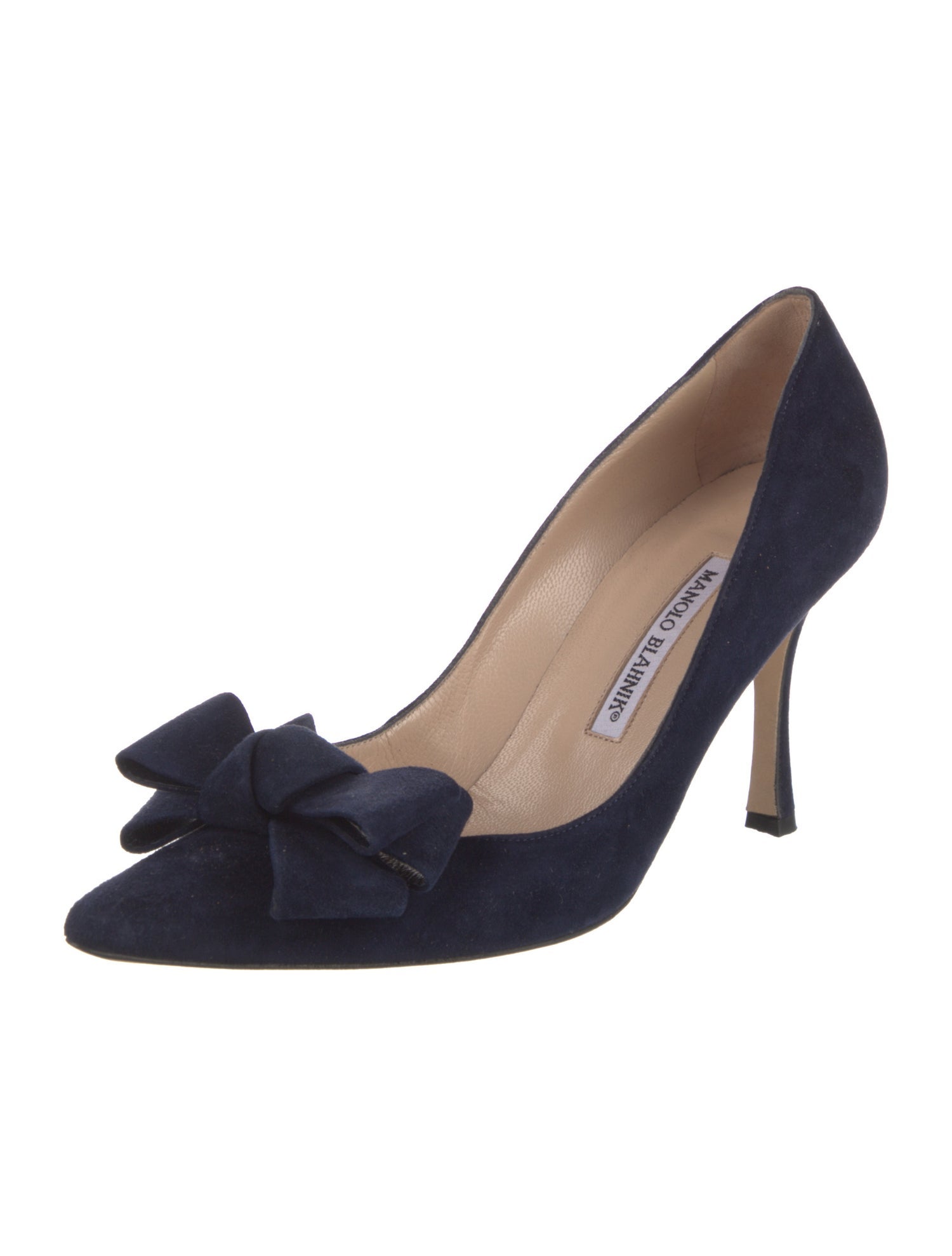 Manolo Blahnik Suede Bow Accents Pumps